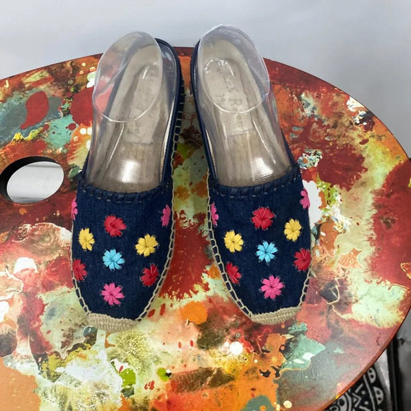 Jack Rogers 1960‎ Espadrille Loafer Flats Womens Size 8M Blue Floral Canvas Slip - Picture 3 of 12